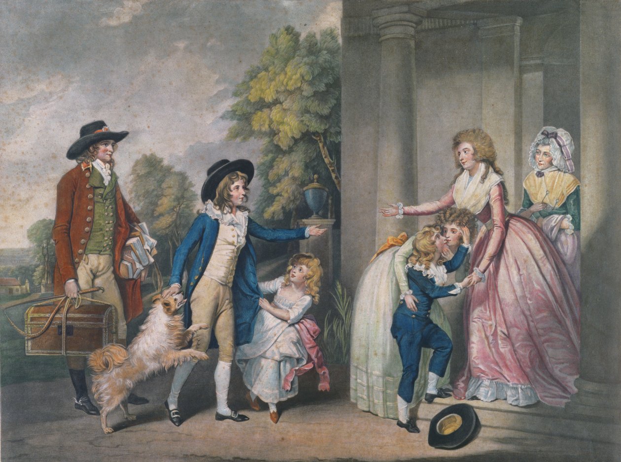 Dulce Domum of De terugkeer van school, gegraveerd door John Jones, 1790 door William Redmore Bigg