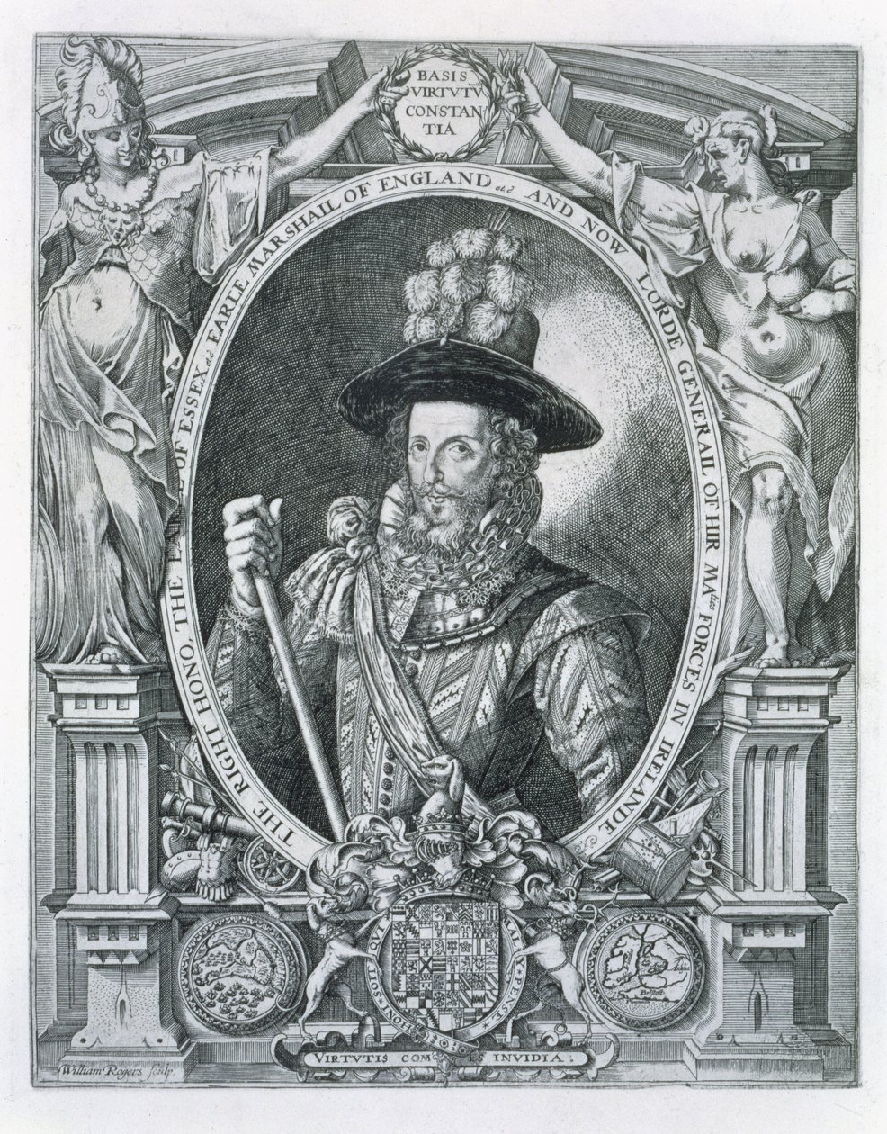 Portret van Robert Devereux (1566-1601) 2e graaf van Essex, ter herdenking van zijn Lord Lieutenancy van Ierland, 1599 door William Rogers