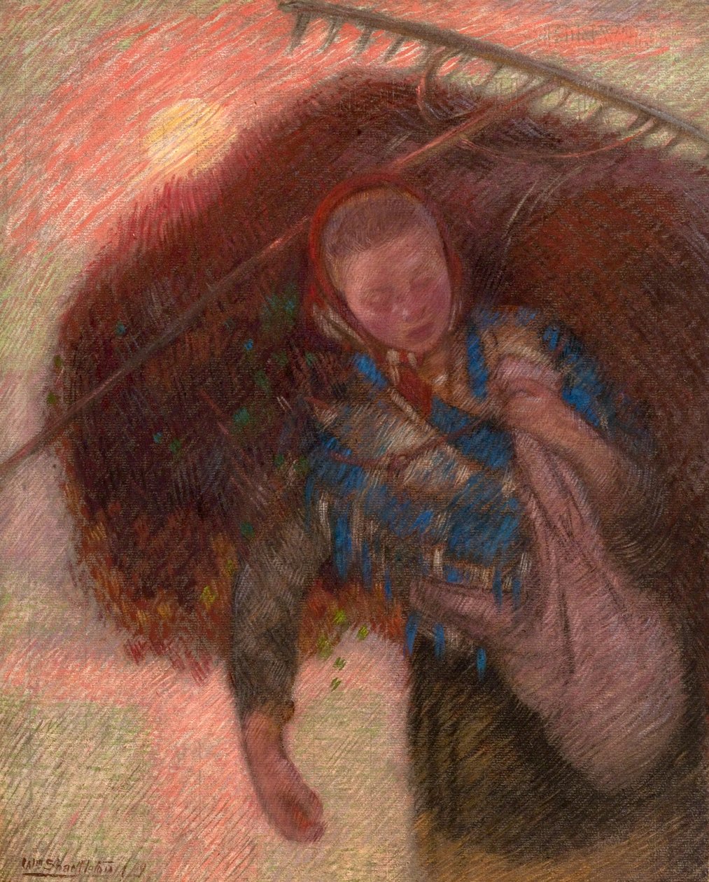 Studie voor "De oogsters", 1910 door William Shackleton