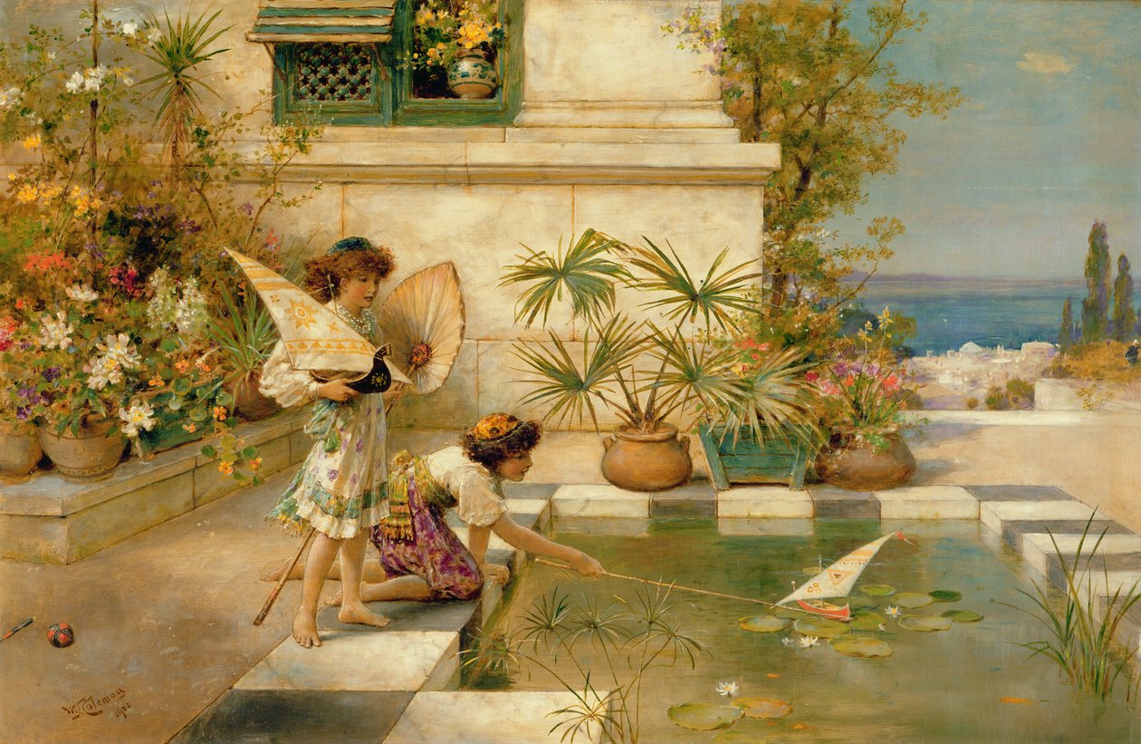 Kinderen spelen met boten, 1900 door William Stephen Coleman