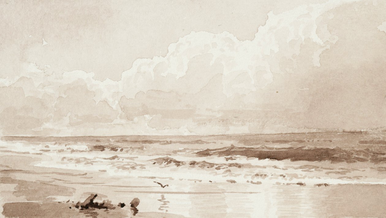 Zeegezicht met vogel door William Trost Richards
