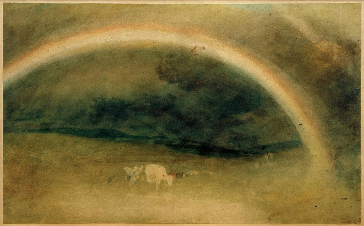 Een regenboog met vee door Joseph Mallord William Turner
