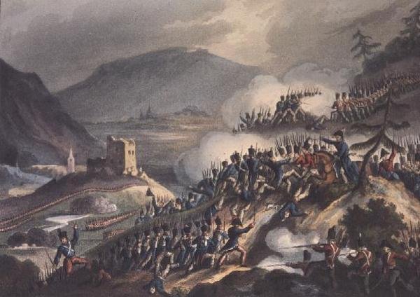 Slag bij Castalla, 13 april 1813, gegraveerd door Thomas Sutherland, 1813 door William after Heath