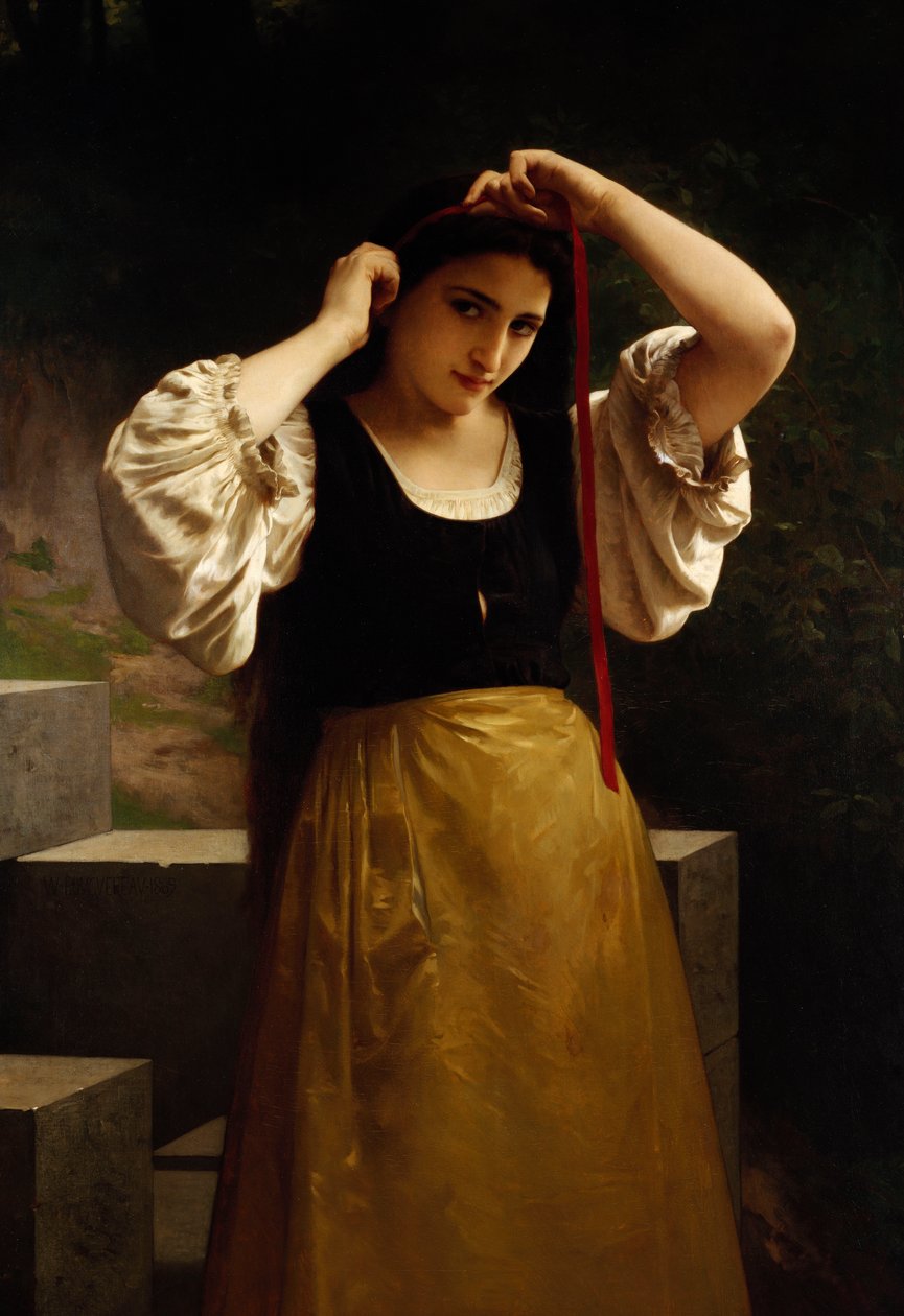Het Rode Lint, 1869 door William Adolphe Bouguereau