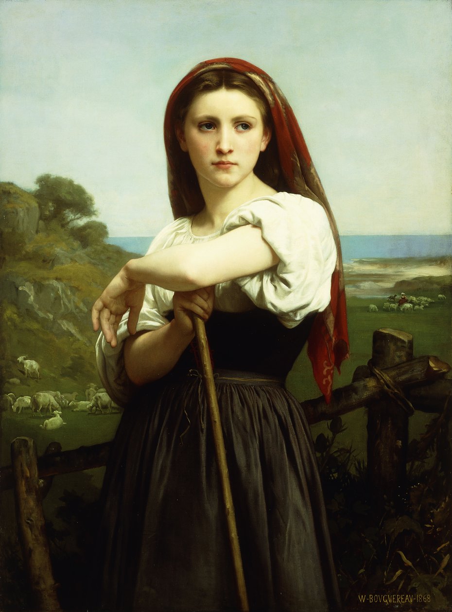 Jonge Herderin; Jeune Bergere, 1868 door William Adolphe Bouguereau