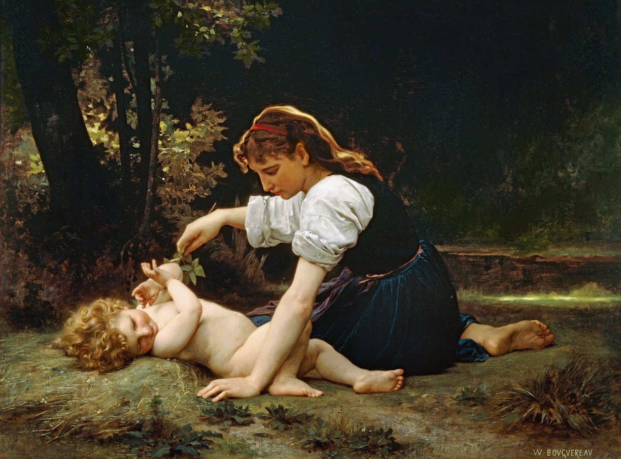 Jonge vrouw en kind door William Adolphe Bouguereau
