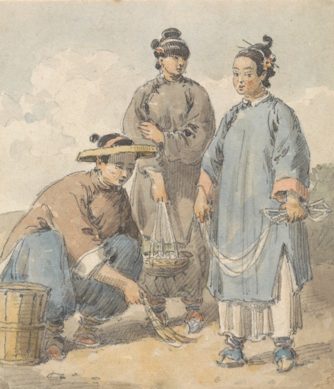 Drie Chinese vrouwen straatverkopers door William Alexander