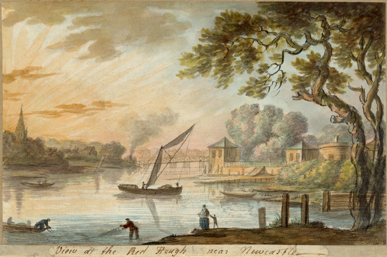 Uitzicht op de Rode Heugh bij Newcastle door William Beilby