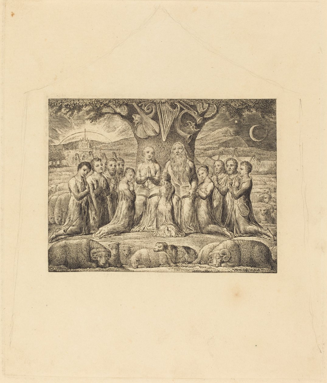 Job en Zijn Familie door William Blake