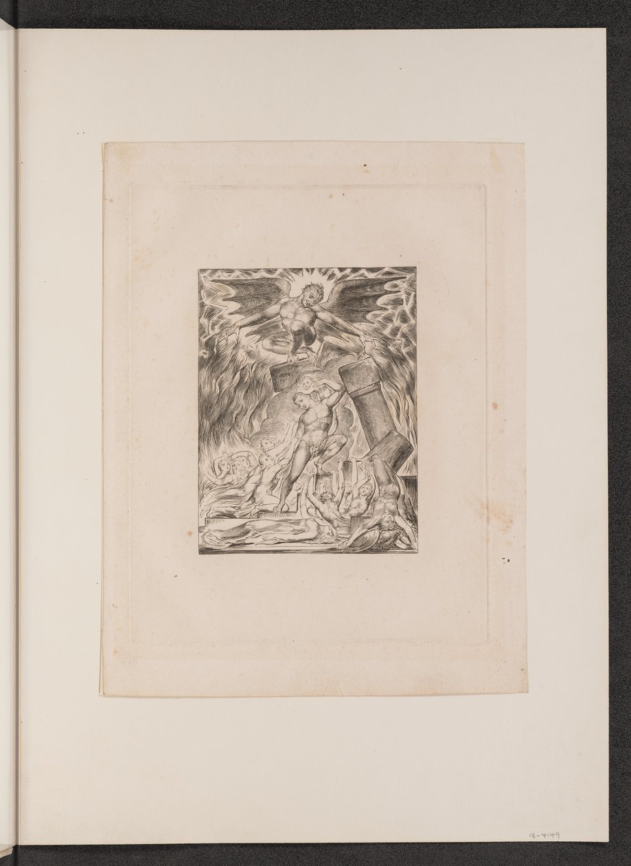 Jobs Zonen en Dochters Overweldigd door Satan door William Blake