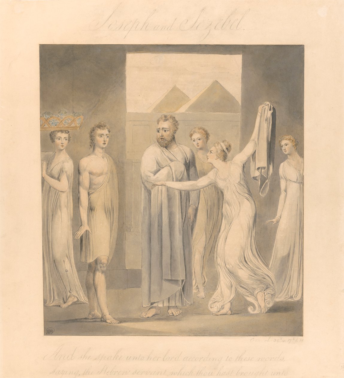 Jozef en de vrouw van Potifar door William Blake