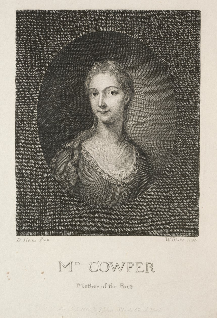 Mevrouw Cowper, moeder van de dichter door William Blake