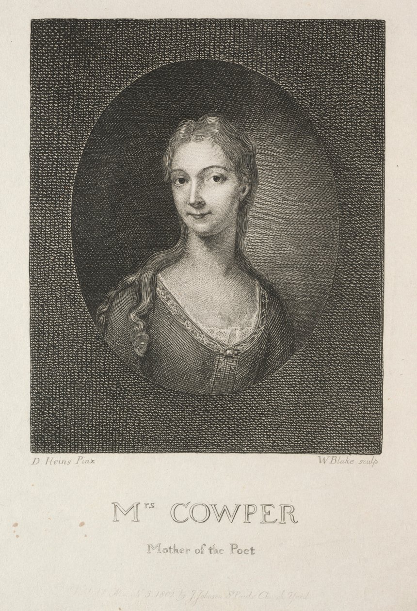 Mevrouw Cowper, moeder van de dichter door William Blake