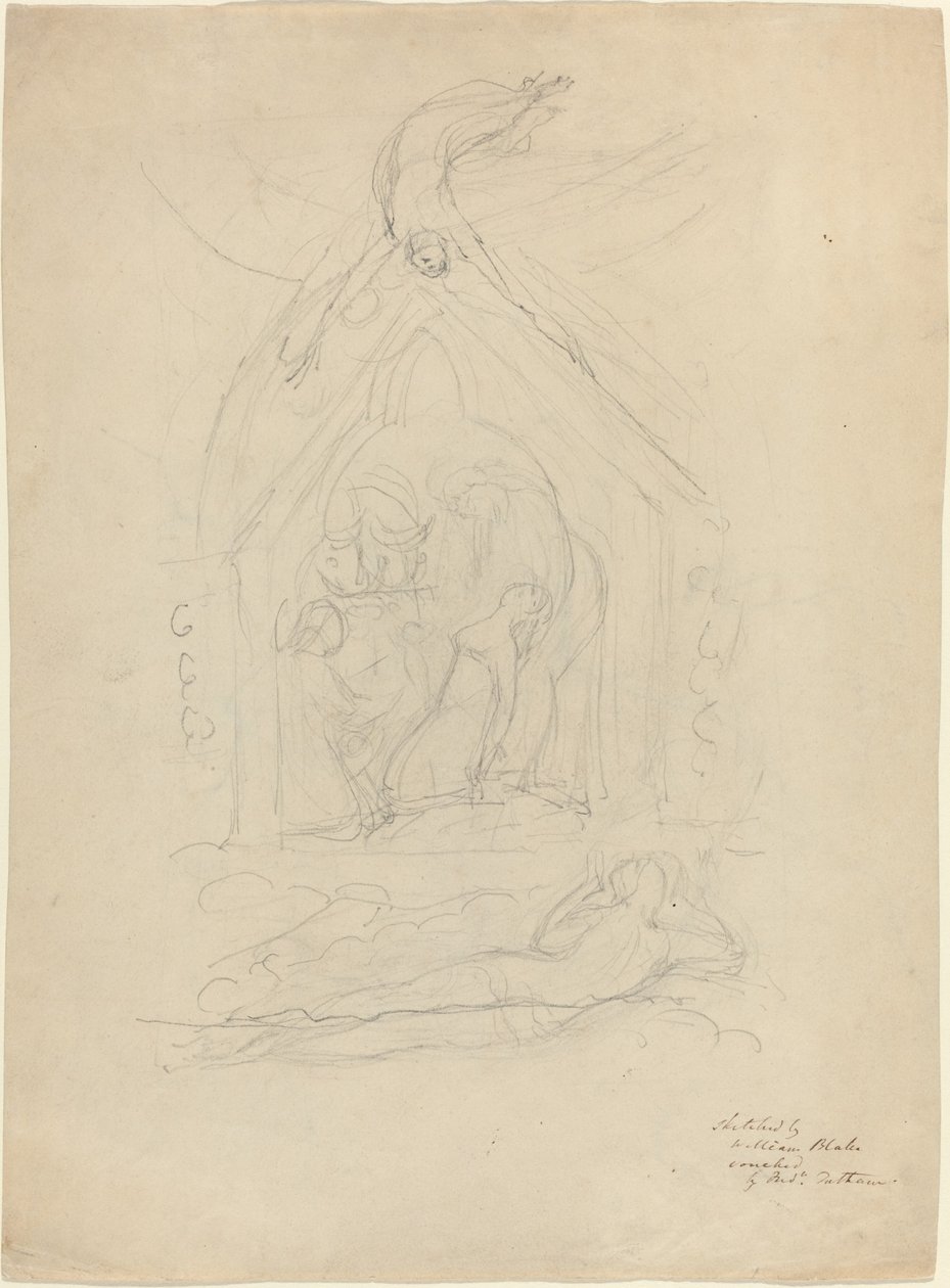 De afdaling van de vrede [recto] door William Blake
