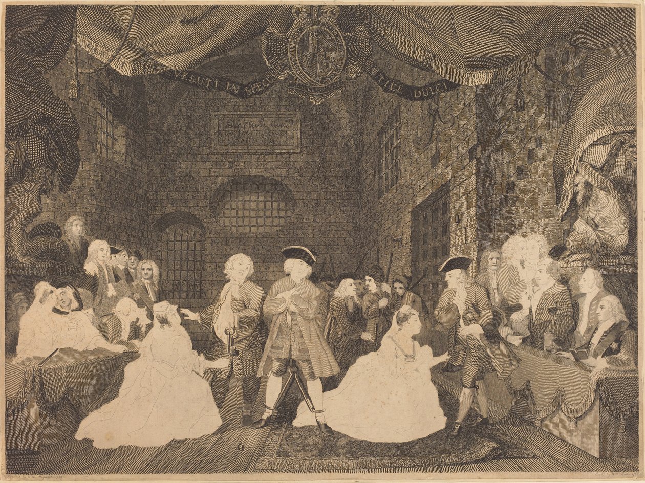 Bedelaarsopera, Act III door William Blake after William Hogarth