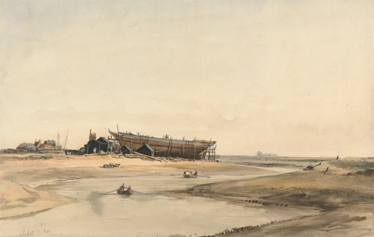 Scheepsbouw door William Callow