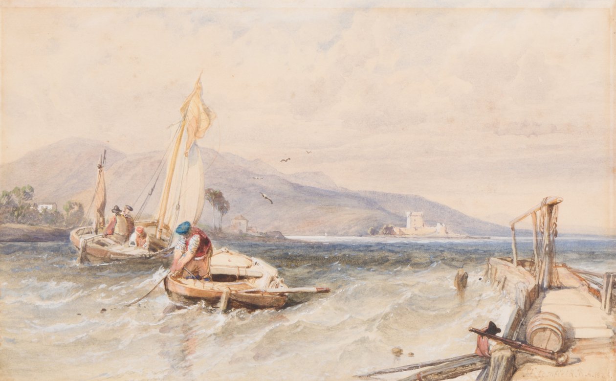 Kasteel Douglas, Loch Leven, 1849 door Clarkson Frederick Stanfield