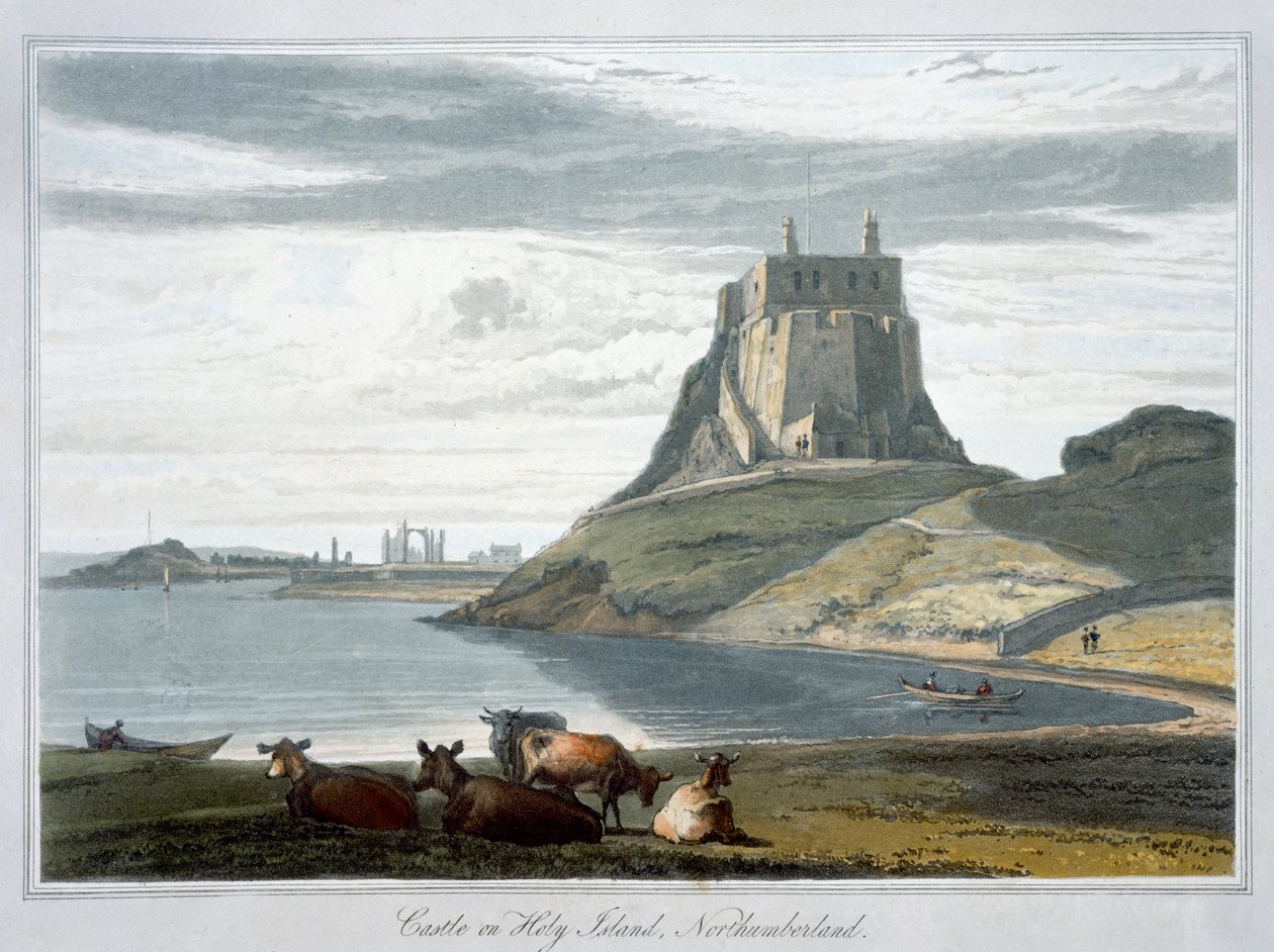 Kasteel op Holy Island, Northumberland door William Daniell