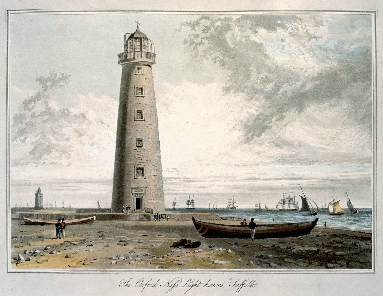 De Vuurtorens van Orford Ness, Suffolk, 1822 door William Daniell