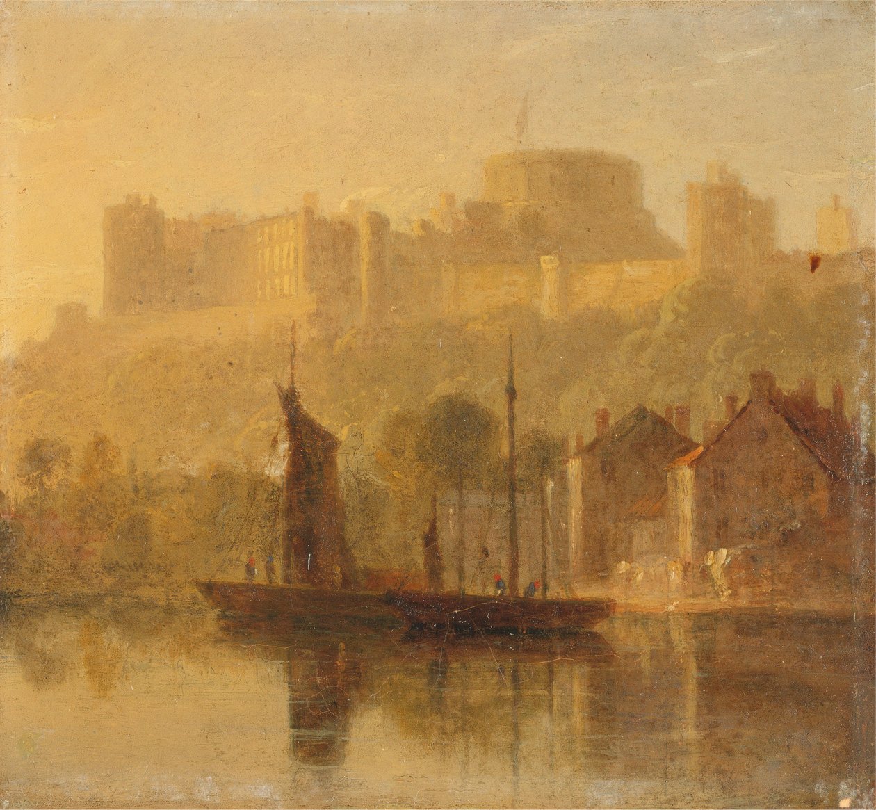 Kasteel Windsor vanaf de Theems door William Daniell