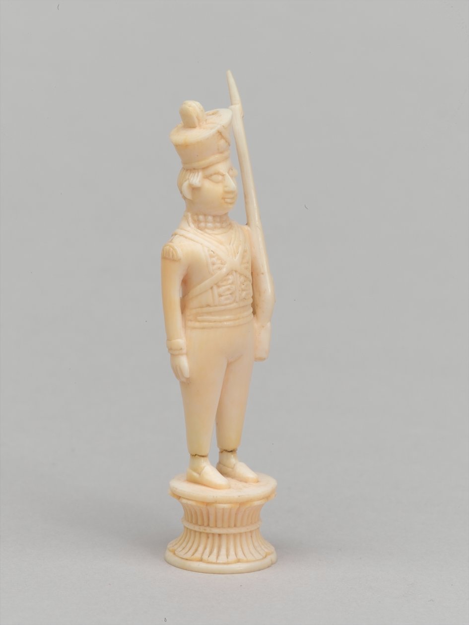 Witte pion, schaakstuk, India, circa 1820 door William Dobson