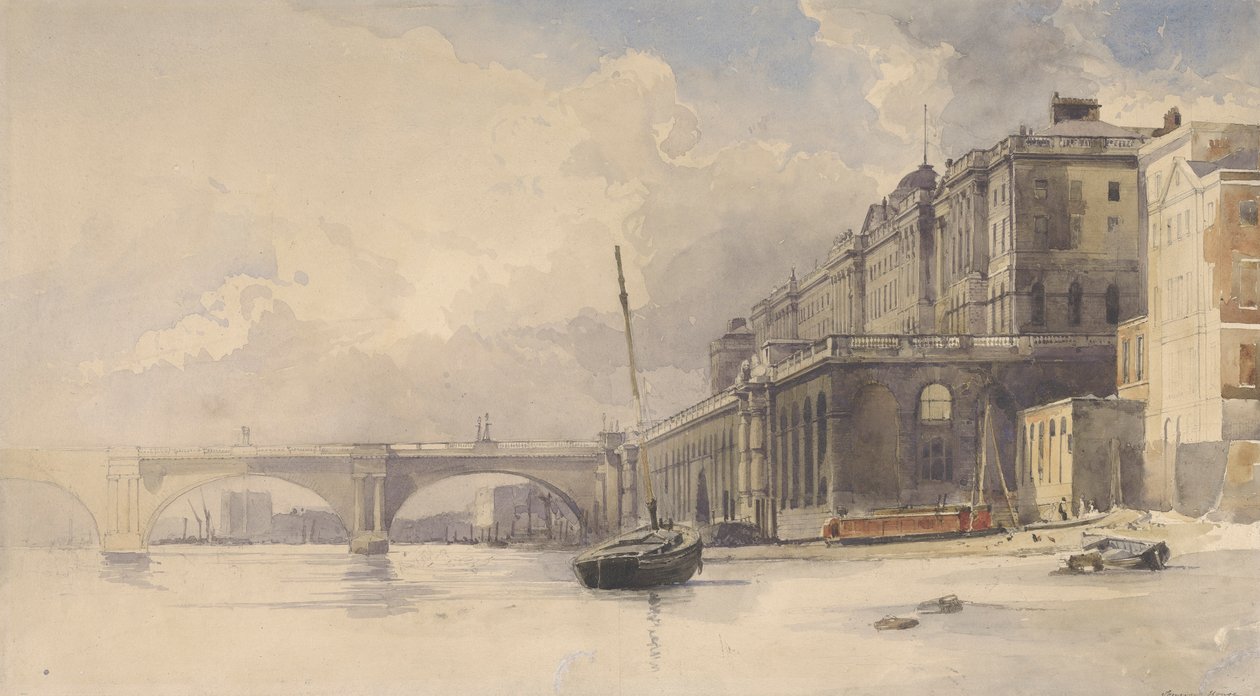 Somerset House en Waterloo Bridge door William Edward Dighton