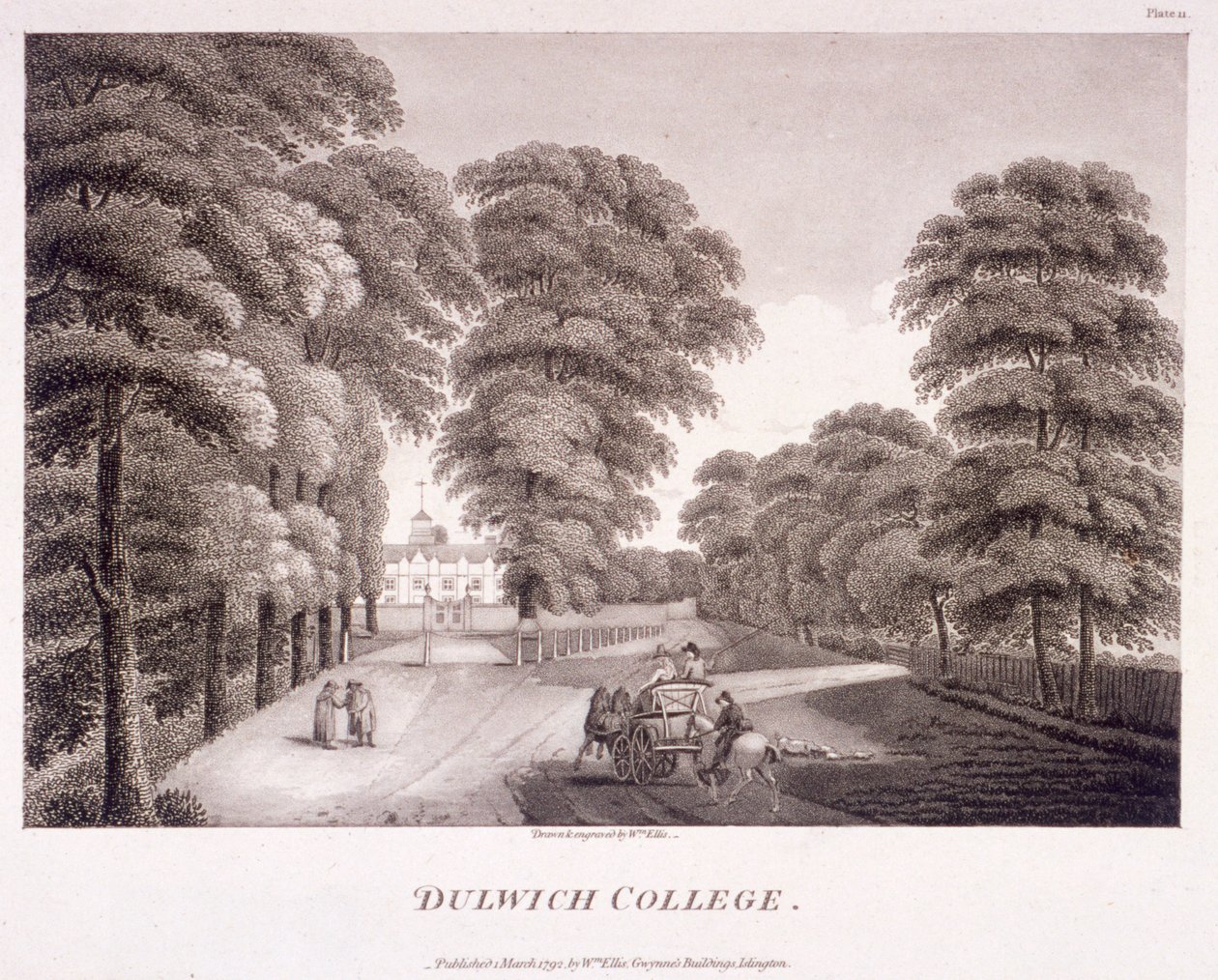 Dulwich College, Camberwell, Londen, 1792 door William Ellis