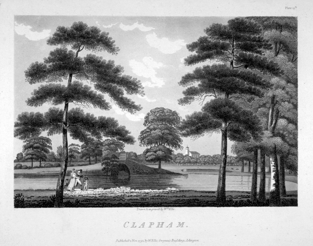 Uitzicht op Clapham, Londen, 1792 door William Ellis