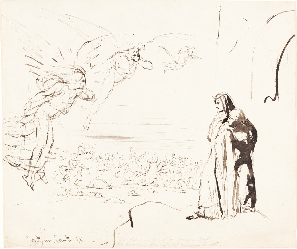 Scène uit de Inferno (canto IX) door William Etty