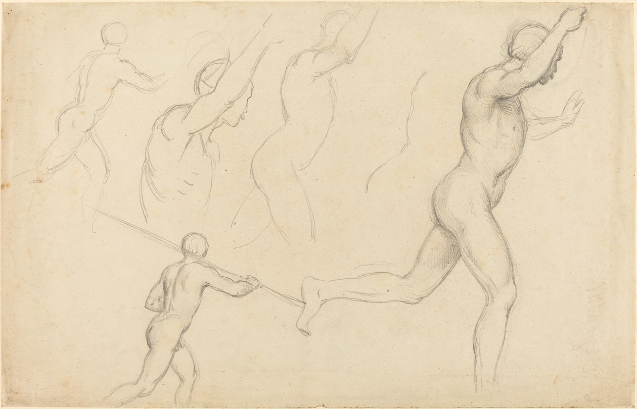 Studies van rennende mannen door William Etty