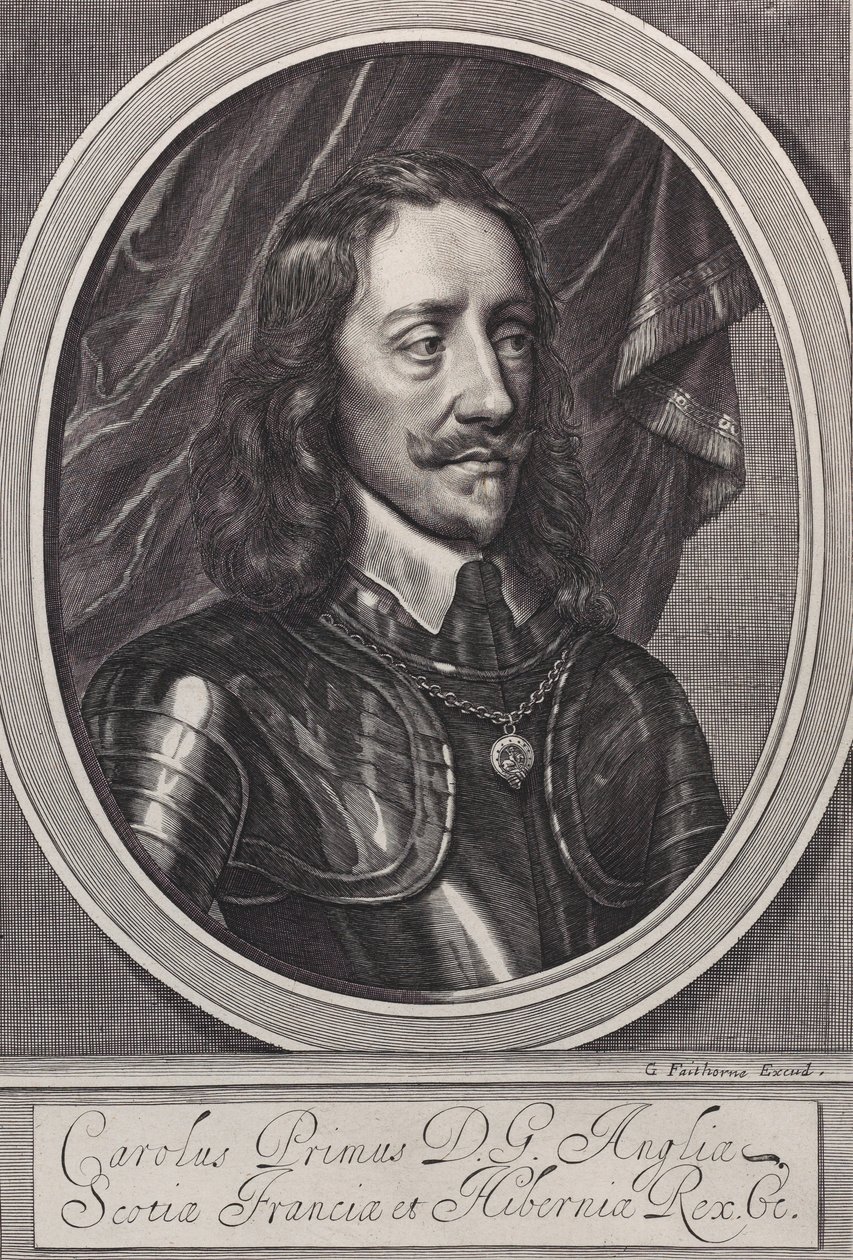 Koning Karel I, ca. 1658 door William Faithorne
