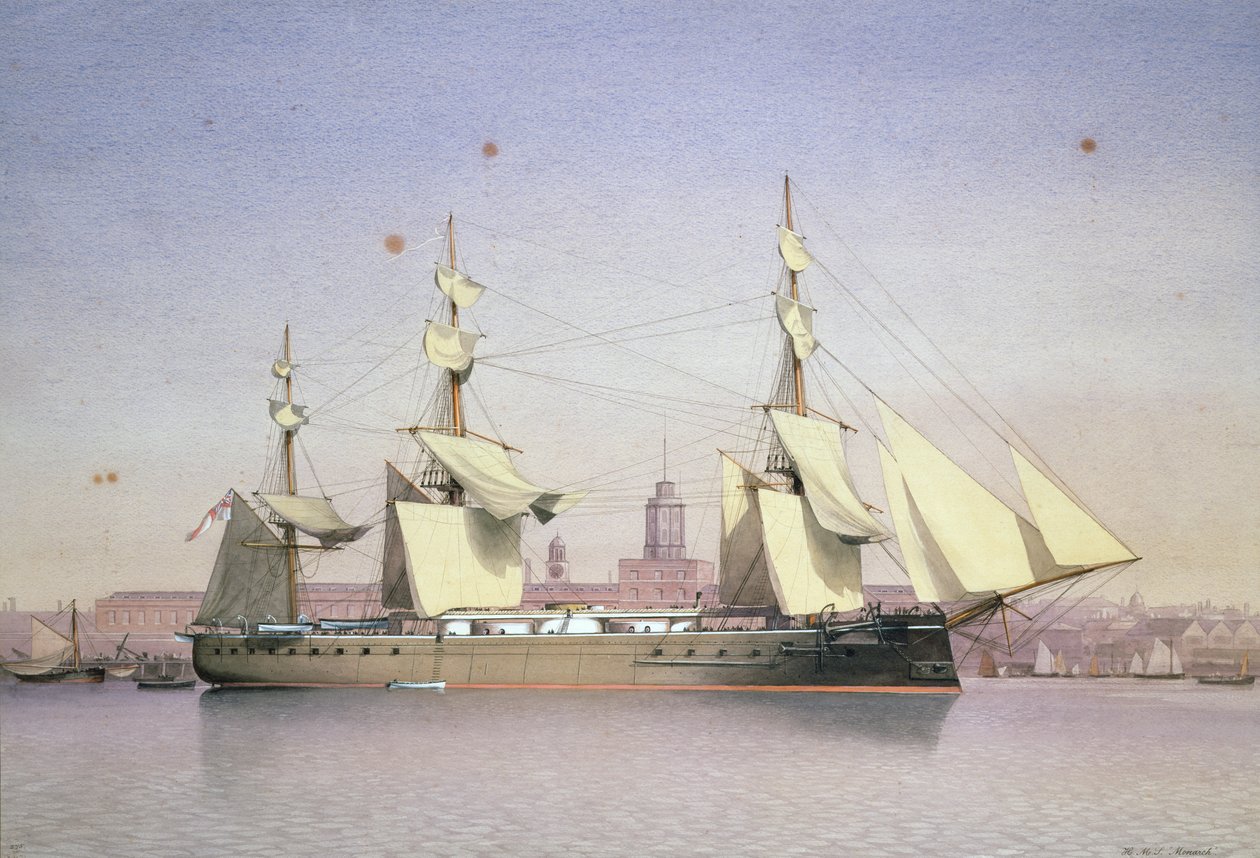 H.M.S. Monarch in Plymouth door William Frederick Mitchell