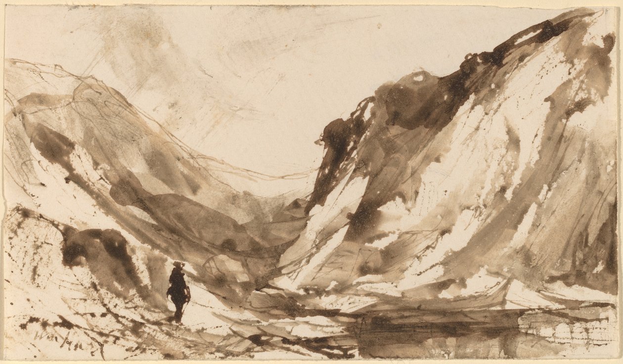 Diepe vallei in bergachtig landschap door William Hart