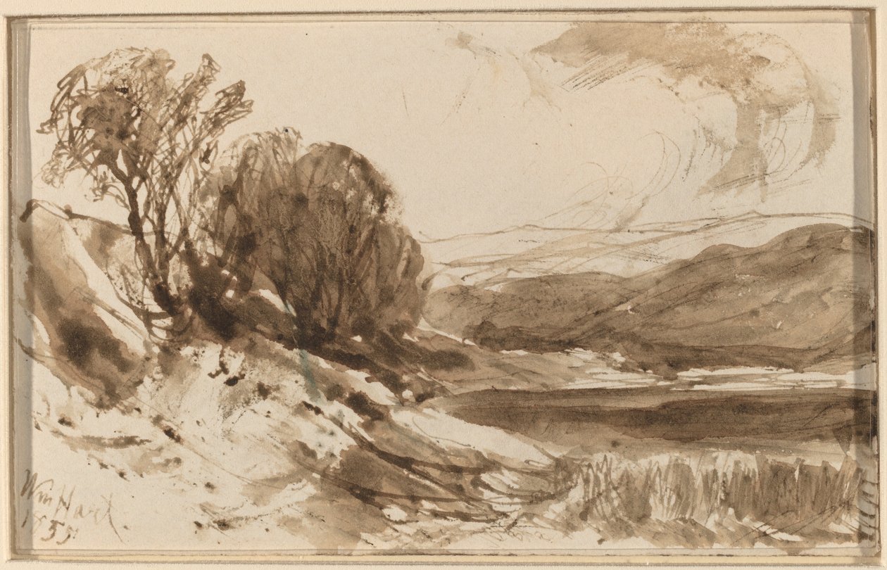 Heuvelachtig Landschap met Bomen door William Hart