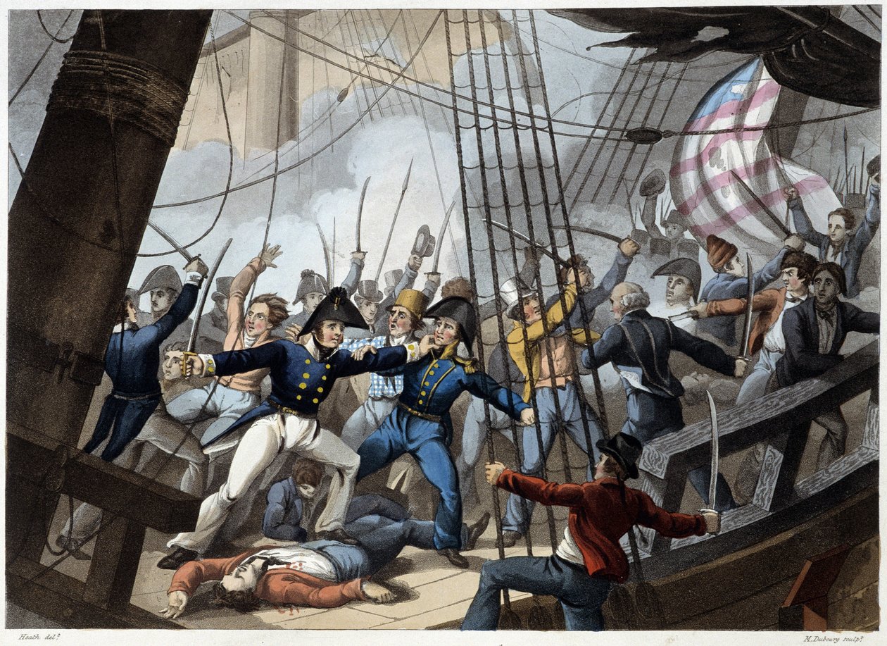 Botsing van de Amerikaanse boot Chesapeake door William Heath