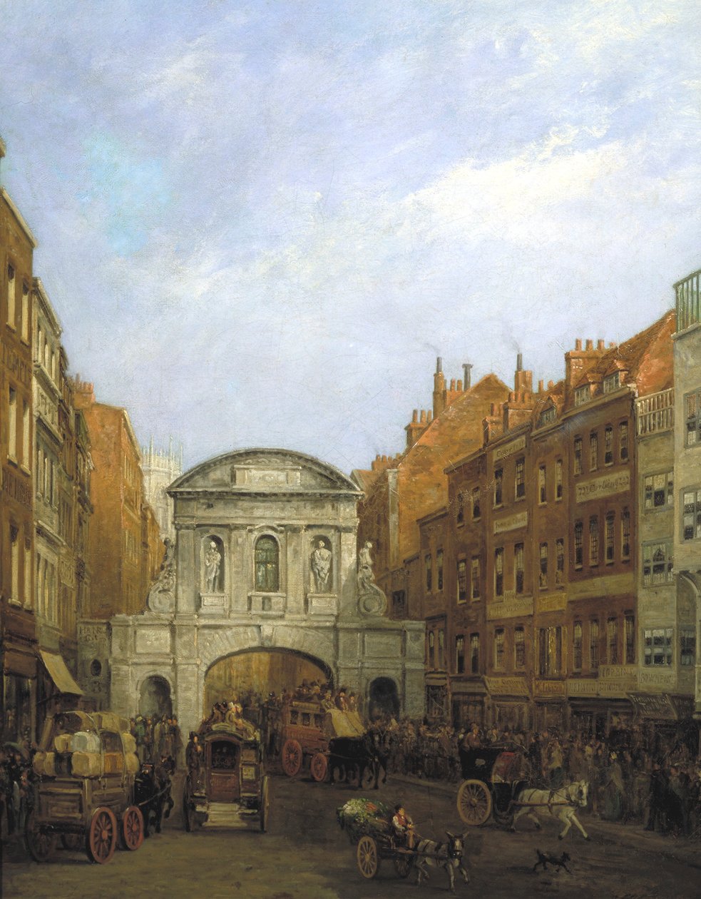 Temple Bar vanaf de Strand, Londen door William Henry