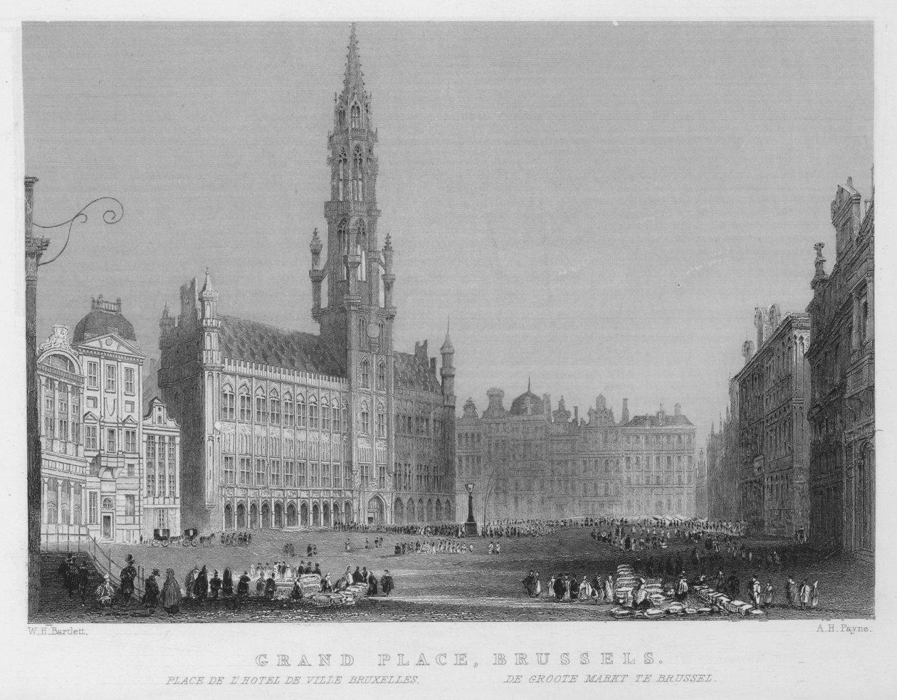 Grote Markt, Brussel door William Henry Bartlett