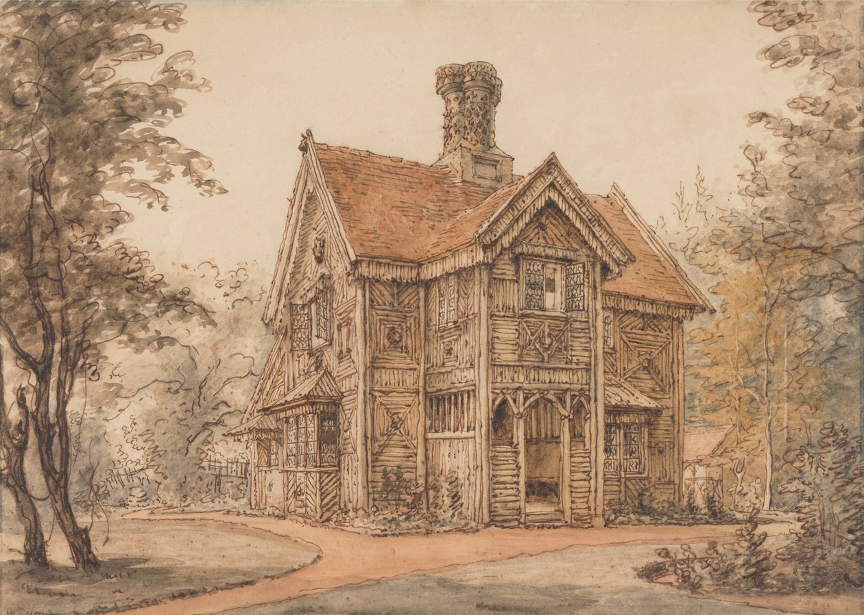 Een lodge in Cassiobury door William Henry Hunt