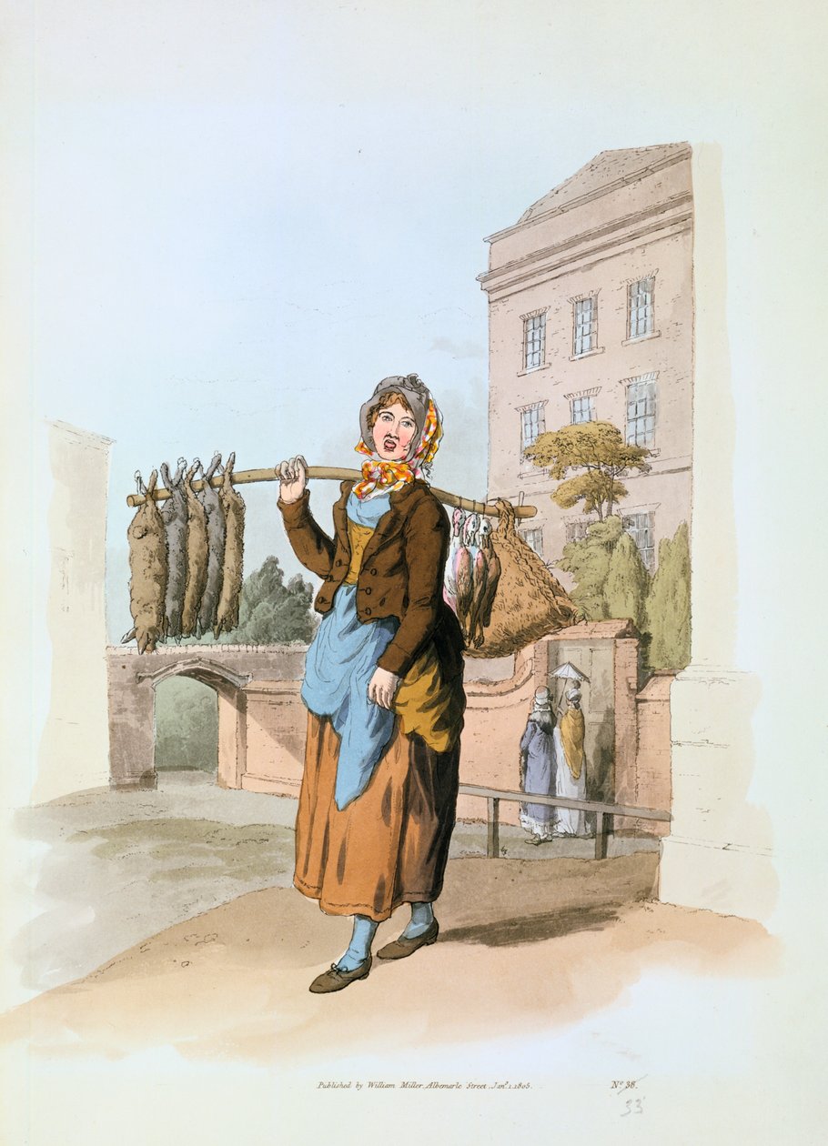 Konijnenverkoper, 1808 door William Henry Pyne