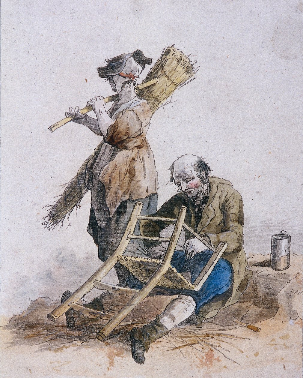 Twee stoelenmakers, Provinciale Karakters, 1804 door William Henry Pyne