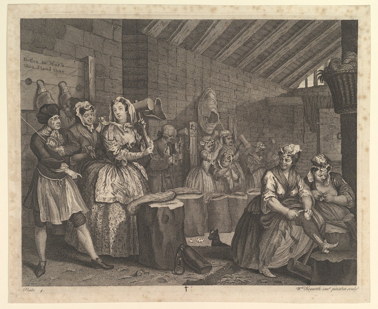 Een hoerenloopbaan, plaat 4, april 1732 door William Hogarth