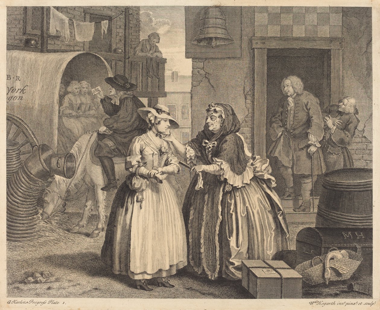 Het verloop van een hoer: pl.1 door William Hogarth