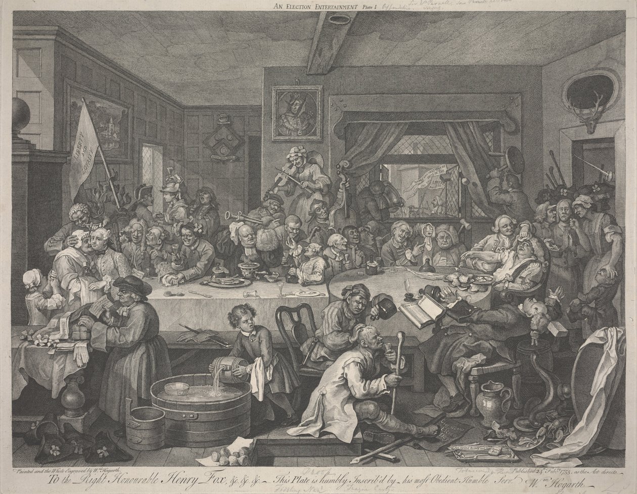 Een Verkiezingsfeest door William Hogarth