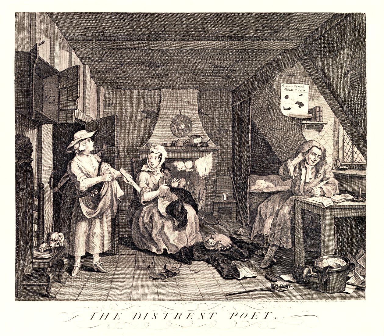 De verontruste dichter, 1741 door William Hogarth