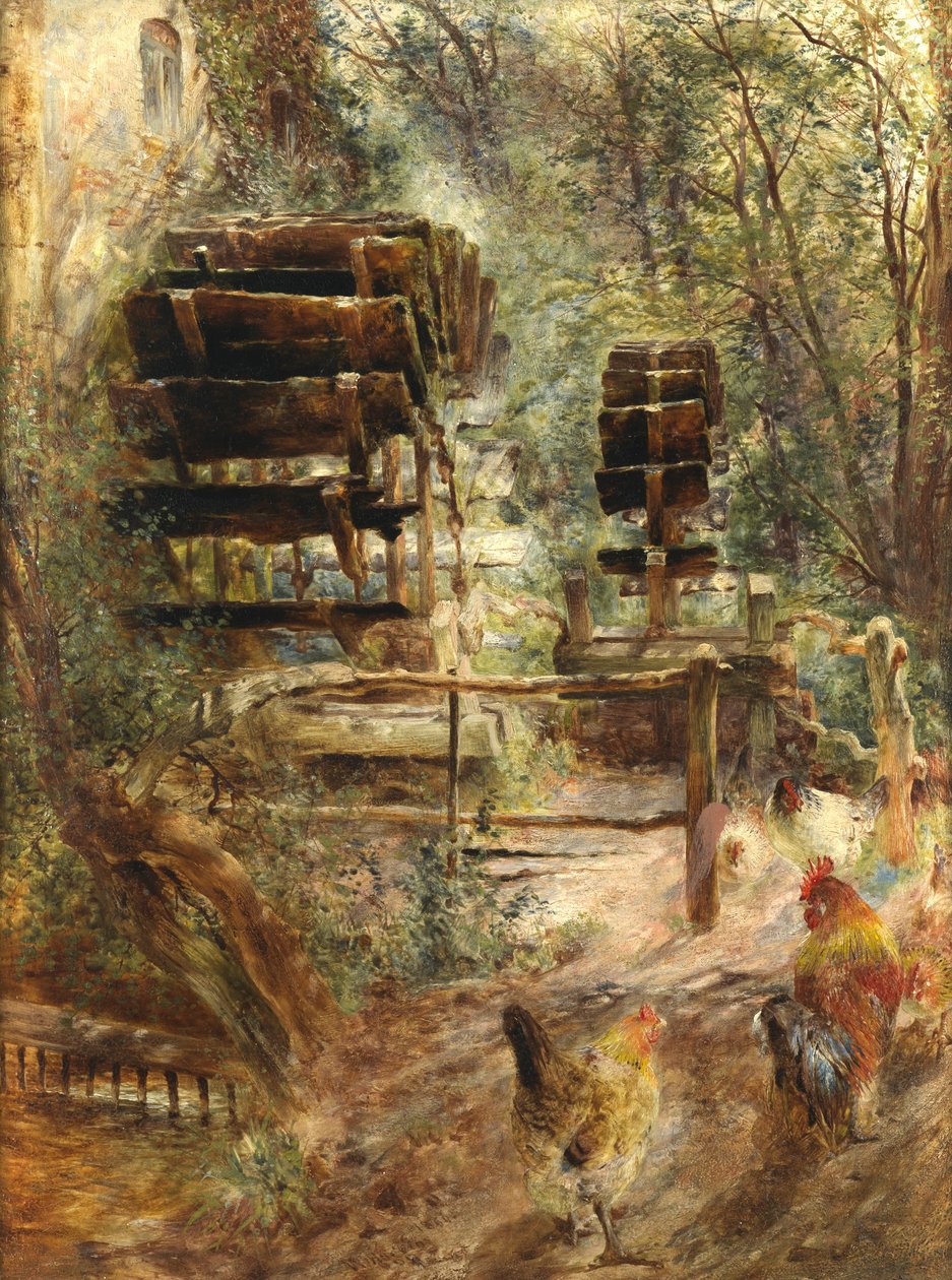Watermolen in Rossett, Noord-Wales door William Huggins