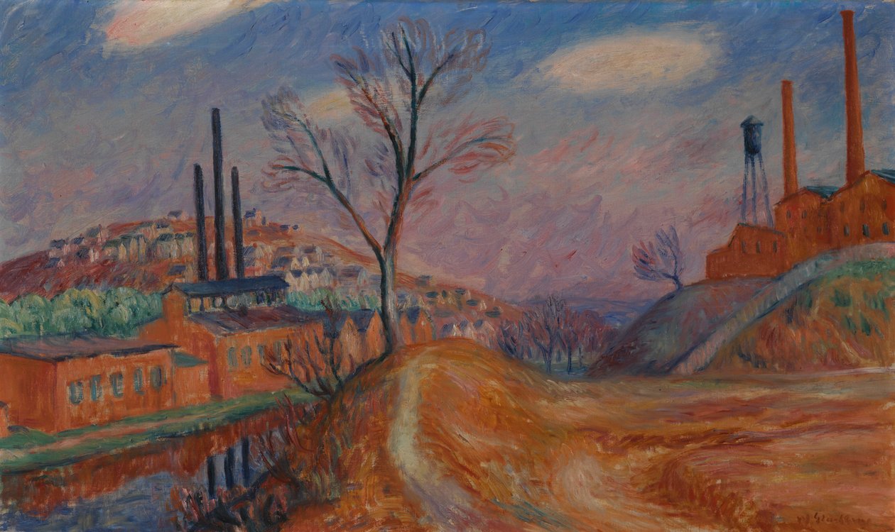 Landschap - fabrieken door William James Glackens
