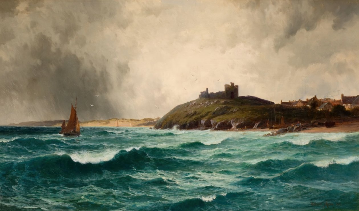 Kustscène met Criccieth Castle door William Joseph King