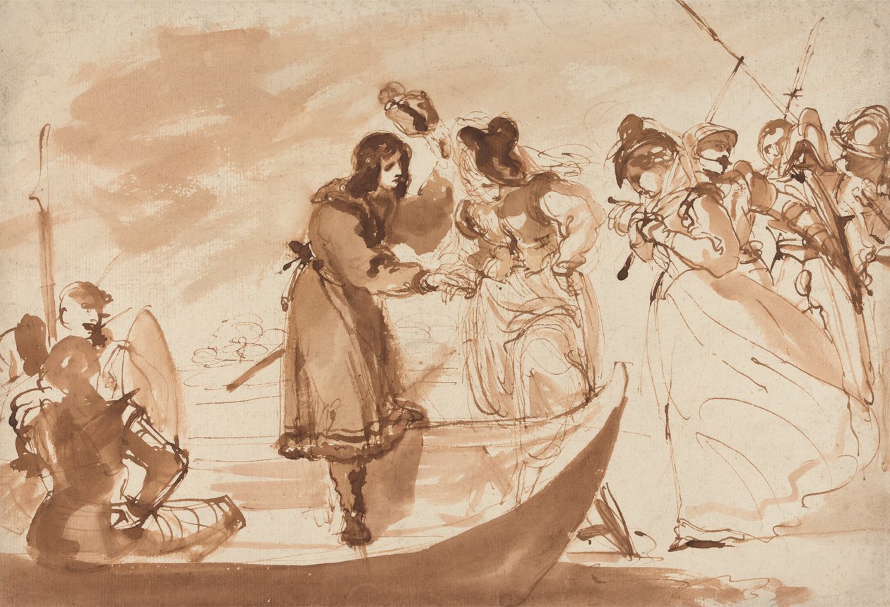 Mary, Queen of Scots, aan boord door William Lock Ii