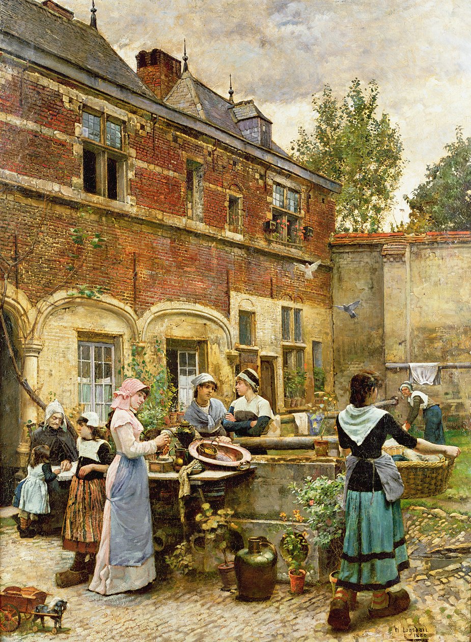 Armenhuizen, Antwerpen, 1880 door William Logsdail
