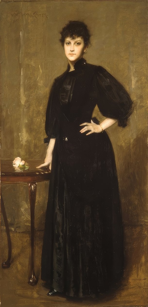Dame in zwart door William Merritt Chase